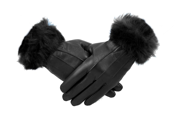fleece lined black leather gloves