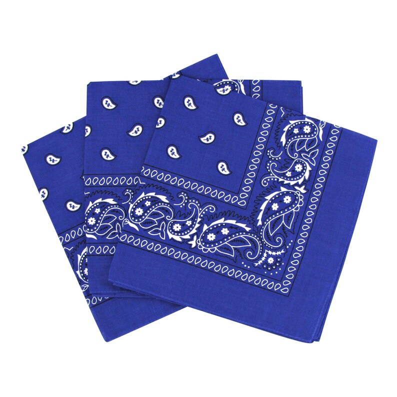 Navy Blue Paisley Print Bandanas Headband Scarf Pack Of 3 | Etsy