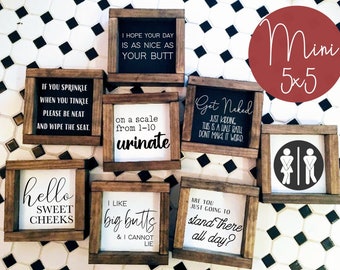 bathroom signs, mini, framed, funny, cute, bathroom decor, shelf, gift, home, humor, small, country, farmhouse, contemporary, modern