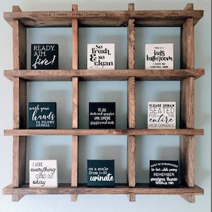 bathroom signs, mini, funny, cute, bathroom decor, shelf decor, farmhouse style, gift, home, humor,