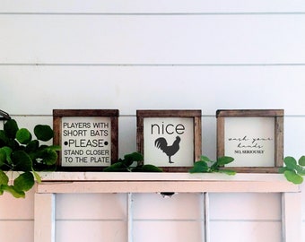 Bathroom signs | framed |cute wood frame| hello sweet cheeks | toilet humor | funny gift