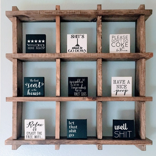 bathroom signs, mini, funny, cute, bathroom decor, shelf decor, farmhouse style, gift, home, humor,