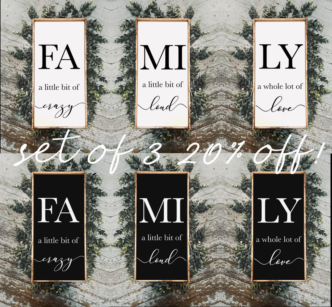 Family | Wood Sign | Set of 3 | Living Room | Dining Room | Home Decor ...