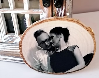 Personalized birch wood slice. Your photo on wood. Custom wood print. 5th Anniversary gift. Birthday gift. Wooden gift and rustic home decor