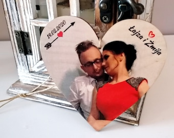 Personalized wooden heart. Your photo on wood. 5th Anniversary gift. Birthday gift. Wooden gift and rustic home decor