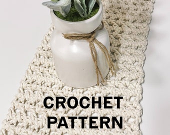 Crochet Pattern, Elm Runner Crochet Pattern, Table Runner Crochet Pattern, Macrame Style Table Runner, Table Runner