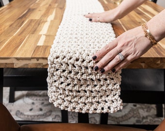 Crochet Table Runner, Macrame Table Runner, Handmade Table Runner, Table Runner, Elm Runner