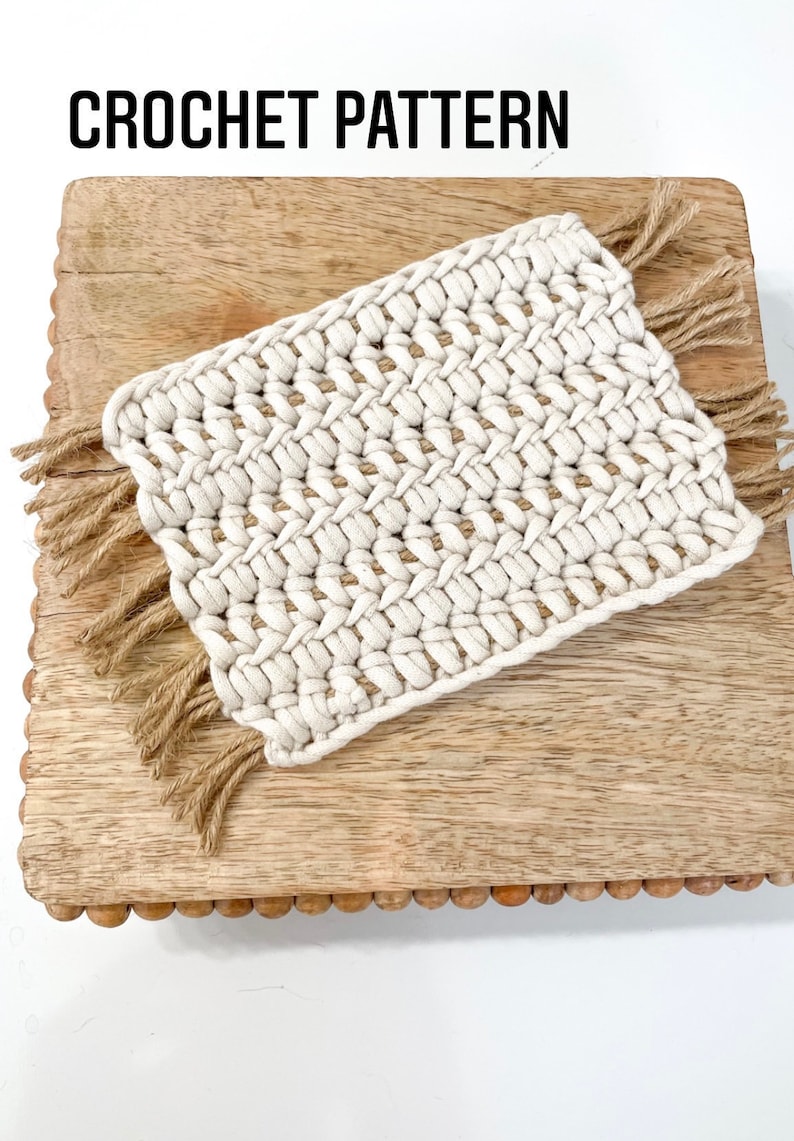 Crochet Pattern, Tutorial Mug Rug Pattern, Coaster, Crochet Coaster, Plant Coaster, Jute Mug Rug image 1