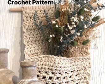 Crochet Wall Pocket, Crochet Wall Pocket Pattern, Wall Pocket, Wall Decor, Home Decor, The Verbena Wall Pocket, Crochet Pattern, Tutorial