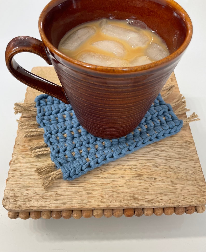 Crochet Pattern, Tutorial Mug Rug Pattern, Coaster, Crochet Coaster, Plant Coaster, Jute Mug Rug image 3