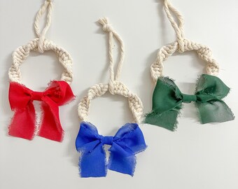 Macrame Holiday Ornaments, Handmade Ornaments, Wreath Ornaments, Christmas Ornaments, Hanukkah Ornaments