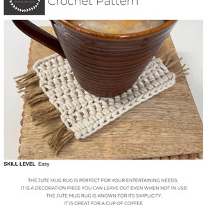 Crochet Pattern, Tutorial Mug Rug Pattern, Coaster, Crochet Coaster, Plant Coaster, Jute Mug Rug image 2