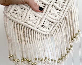 Beaded Macrame Clutch, Macrame Bag, Handmade Accessories, Handmade Bag, Handmade Clutch, Boho Bag, Boho Clutch