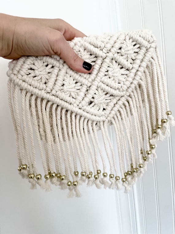 Beaded Macrame Clutch Macrame Bag Handmade Accessories Handmade Bag Handmade Clutch Boho Bag Boho Clutch Etsy UK