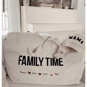 Sac de voyage personnalisé Sac à langer personnalisé Sac famille personnalisé Sac maternité personnalisé Sac personnalisé beige Sac image 2