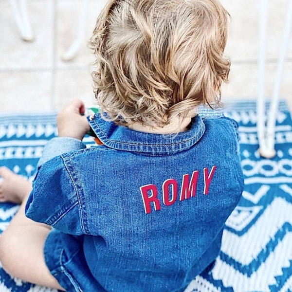 Veste en jean personnalisable pour bébé et enfant en coton biologique