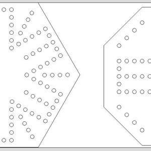 May include: Two geometric game boards with circular holes. One board is a hexagon with a central hole and radiating rows of holes. The other board is an octagon with a central hole and a grid-like pattern of holes.