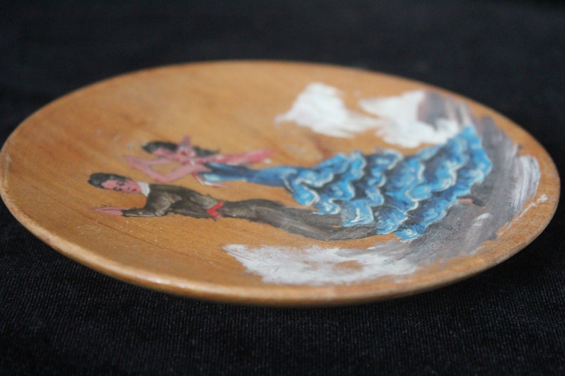 Vintage 1960/'s Spanish Flamenco Dancers Hand Painted Wooden Plates
