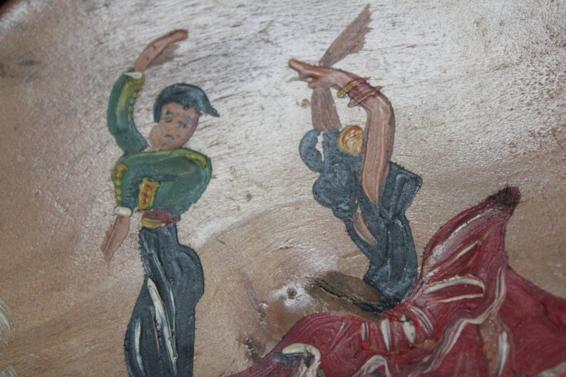 Vintage 1960/'s Spanish Flamenco Dancers Hand Painted Wooden Plates