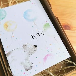 Postkarte Eisbär hej I Aquarellpostkarte A6 I Geburtskarte