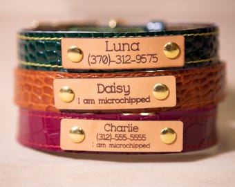 Personalisiertes Hundehalsband, Hundehalsband aus Leder, Personalisiertes Hundehalsband, Hundehalsband mit Gravur, Hundehalsband mit Namensschild