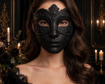 Luxury Venetian Masquerade Mask - 3D Printed Full Face Mask - Baroque Ball Mask - White Black Masquerade Mask for Halloween Party | Unisex