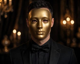 Full Face Mask Set of 4 - White Black Gold Silver Masquerade Mask |  Smooth Party Mask | Eyes Wide Shut Mask | Halloween Masquerade BDSM