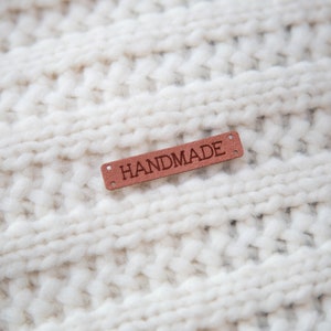 Handmade sewing labels. Beautiful personalised vegan knitting labels, product tags, alcantara leather. image 9