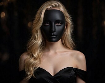 White or black Minimalist Face Mask, 3D Printed Masquerade and Cosplay Mask, BDSM, Kink
