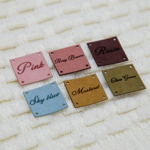 Size: 2 x 2'' 5cm x 5cm Custom Faux Leather labels Beautiful Knitting labels for crocheted items, rectangle labels image 4