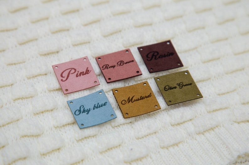 Size: 2 x 2'' 5cm x 5cm Custom Faux Leather labels Beautiful Knitting labels for crocheted items, rectangle labels image 4