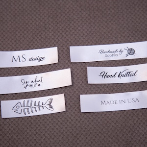 100 x Satin custom sewing labels. Beautiful knitting labels, product tags. Satin labels. image 3