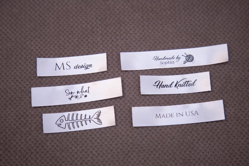 100 x Satin custom sewing labels. Beautiful knitting labels, product tags. Satin labels. image 3
