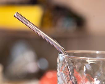 Personalisiertes graviertes Metallstroh: Umweltfreundliches Gastgeschenk