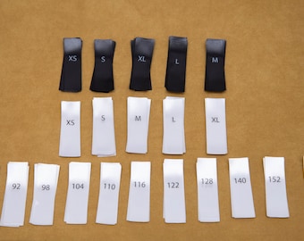 Satin Sewing Size Tags: Custom Knitting Labels