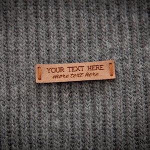 Custom sewing labels. Beautiful personalised vegan knitting labels, product tags, alcantara leather. image 4