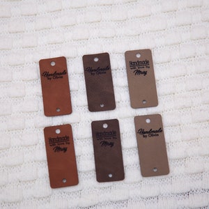 Faux leather product tags, beautiful knitting labels. image 6