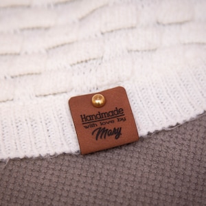 Faux leather product tags, beautiful knitting labels. image 8