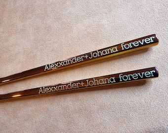 Personalisierte gravierte Edelstahl Stäbchen - Benutzerdefinierter Text
