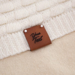 Knitting labels, leather tags for crochet.