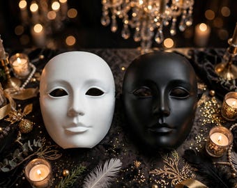 White or black Minimalist Face Mask, 3D Printed Masquerade and Cosplay Mask, BDSM, Kink