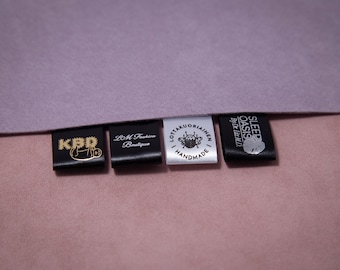 Qty 200 - Custom logo labels - Custom fold over satin label - Fold over satin tag - Custom logo labels - Custom brand label - Clothing