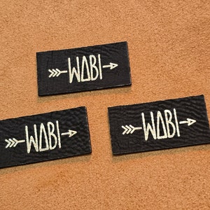 Custom black gold labels. Vegan faux leather knitting labels, product tags, black with gold or cork labels. image 10