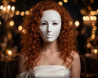 White or black Minimalist Face Mask, 3D Printed Masquerade and Cosplay Mask, BDSM, Kink