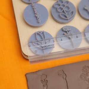 Flowers & Leaves stamp set Pottery stamp, Polymer Clay Tools Embossing Stamp, soap stams image 4