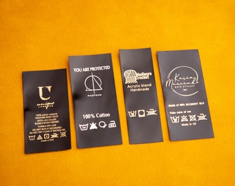 200 Custom Fold Over Satin Labels: Personalized Clothing Tags