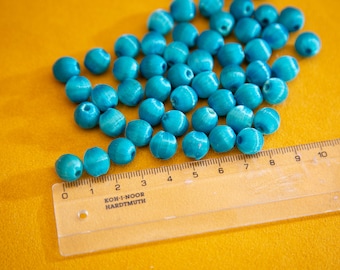 Synthetic beads vintage with green-blue thread size 1cm 52 pieces set