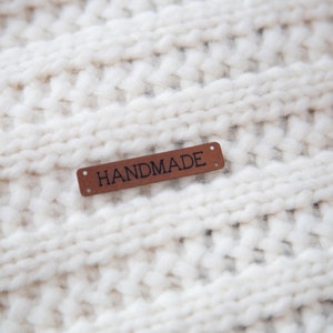 Handmade sewing labels. Beautiful personalised vegan knitting labels, product tags, alcantara leather. image 10