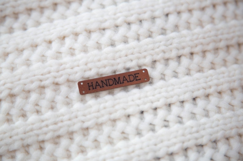 Handmade sewing labels. Beautiful personalised vegan knitting labels, product tags, alcantara leather. image 10