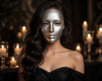 Full Face Mask Set of 4 - White Black Gold Silver Masquerade Mask |  Smooth Party Mask | Eyes Wide Shut Mask | Halloween Masquerade BDSM